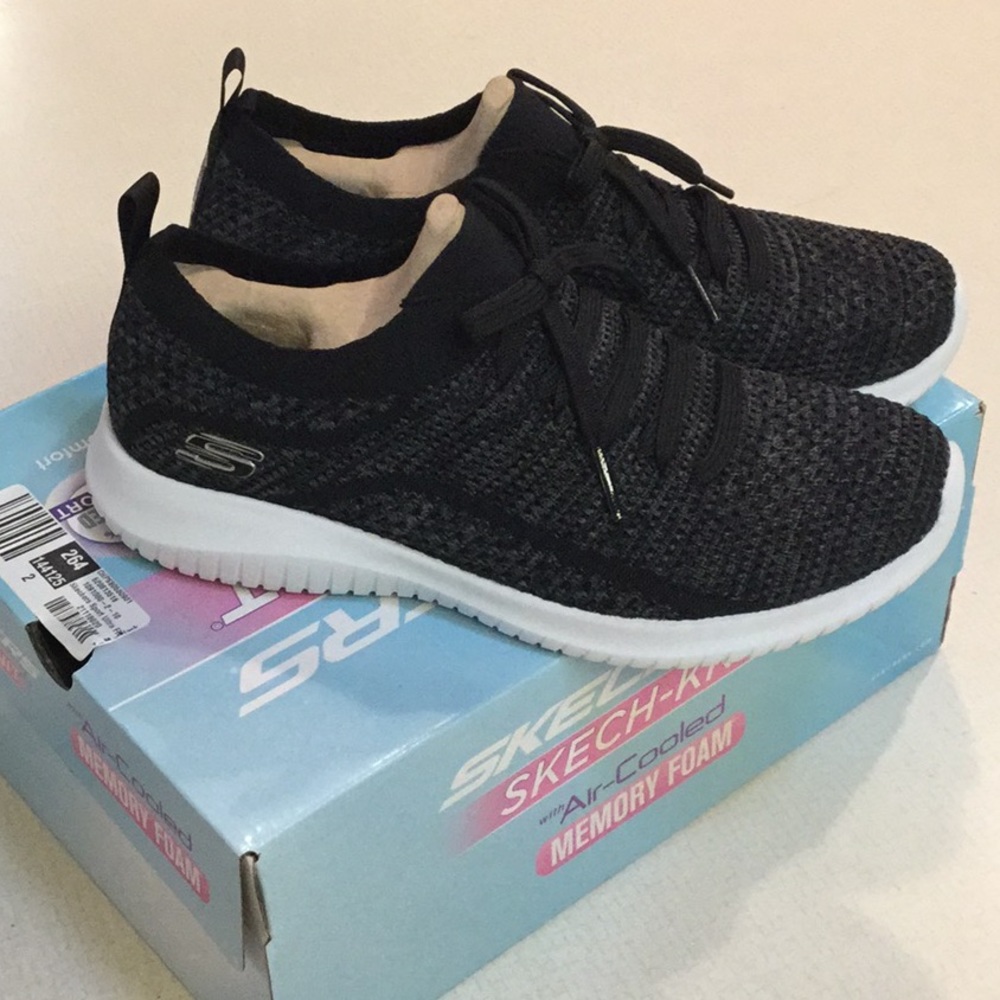 Skechers Skeck - Knit  Slip On Shoes Black 7